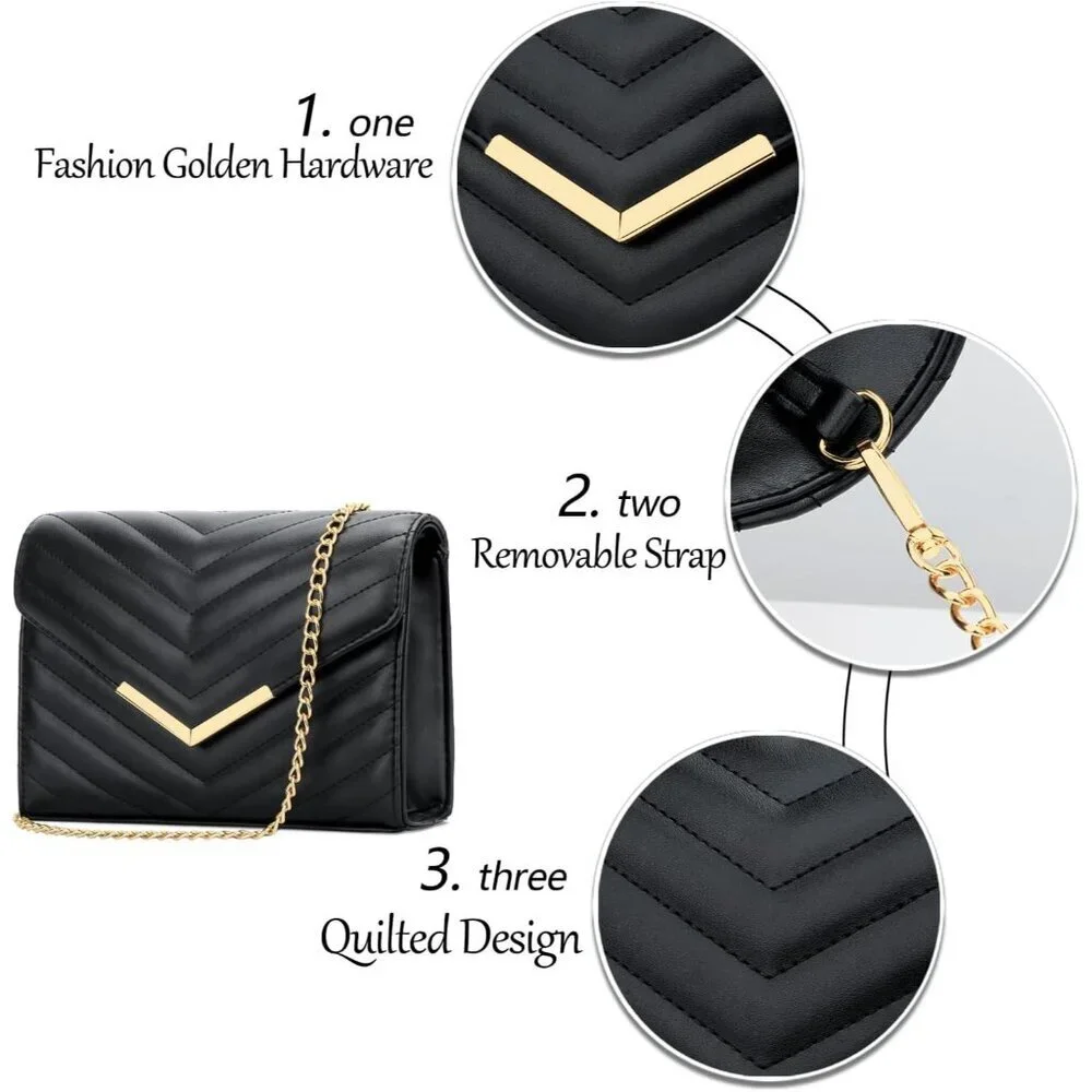 Women Vegan Leather Evening Clutch Purse Crossbody Bag for Party Gift